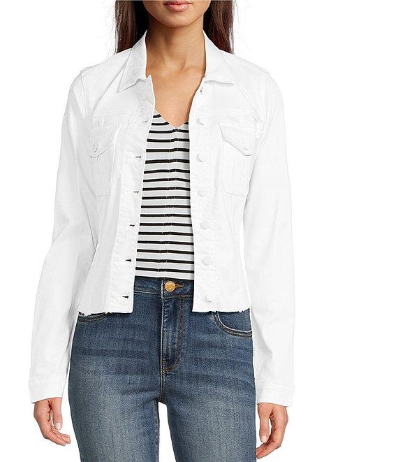 KUT from the Kloth Stretch Denim Point Collar Long Sleeve Jacket Product Image