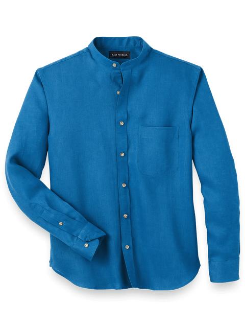 Linen Solid Casual Shirt - Dark Blue Product Image