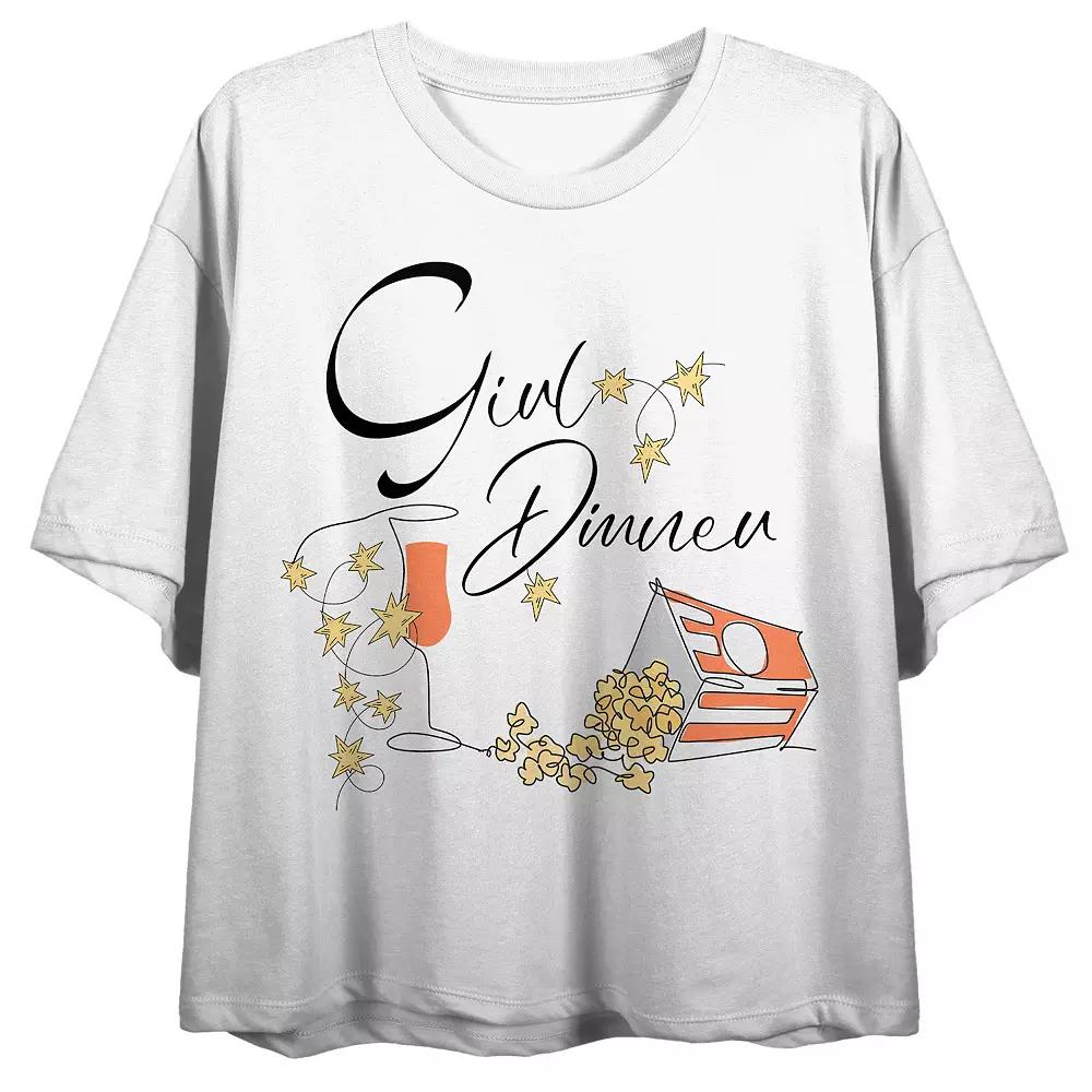Juniors' Girl Dinner Cursive Popcorn Graphic Tee, Girl's,  Product Image