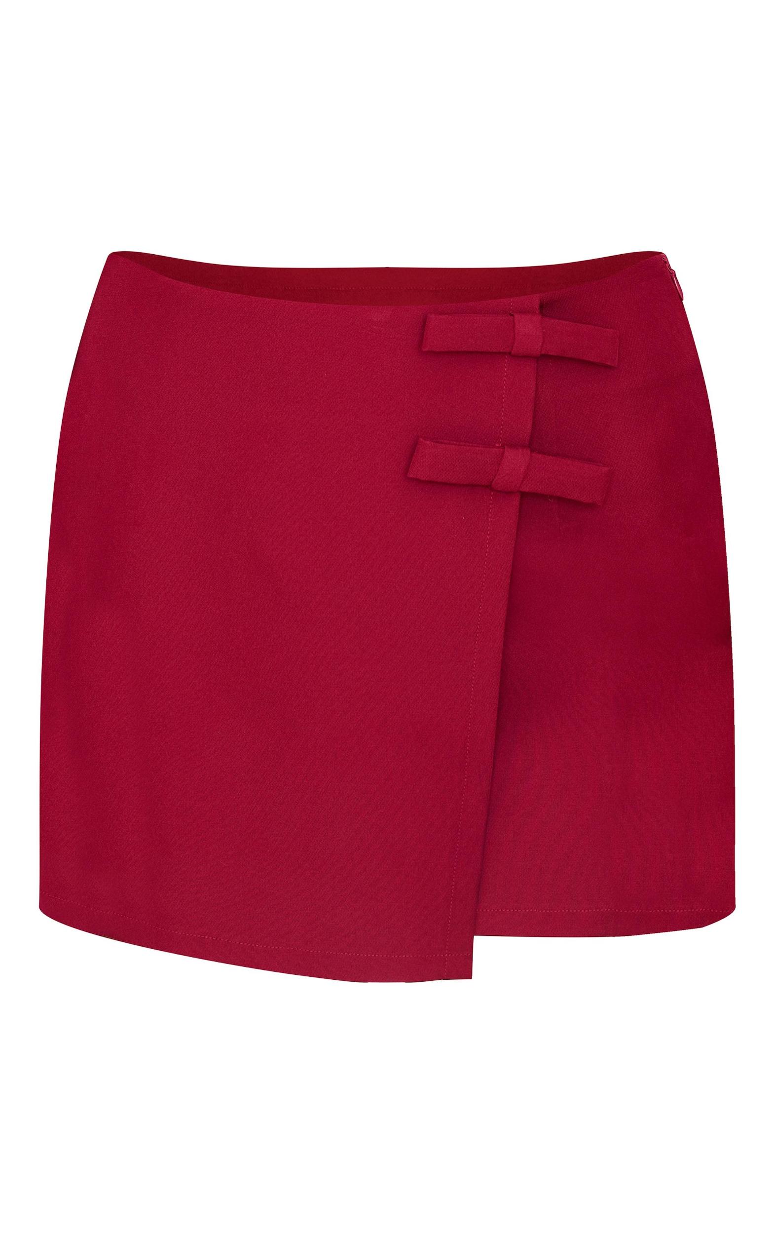 Burgundy Bow Detail Wrap over Skort Product Image