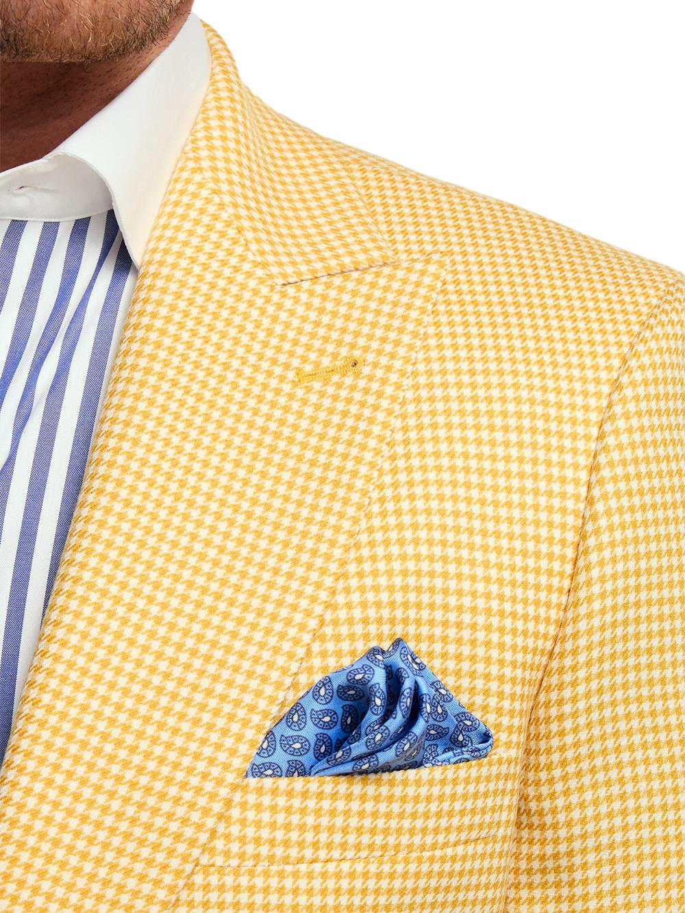 Houndstooth Wool Single Breasted Peak Lapel Sport Coat - Yellow Product Image