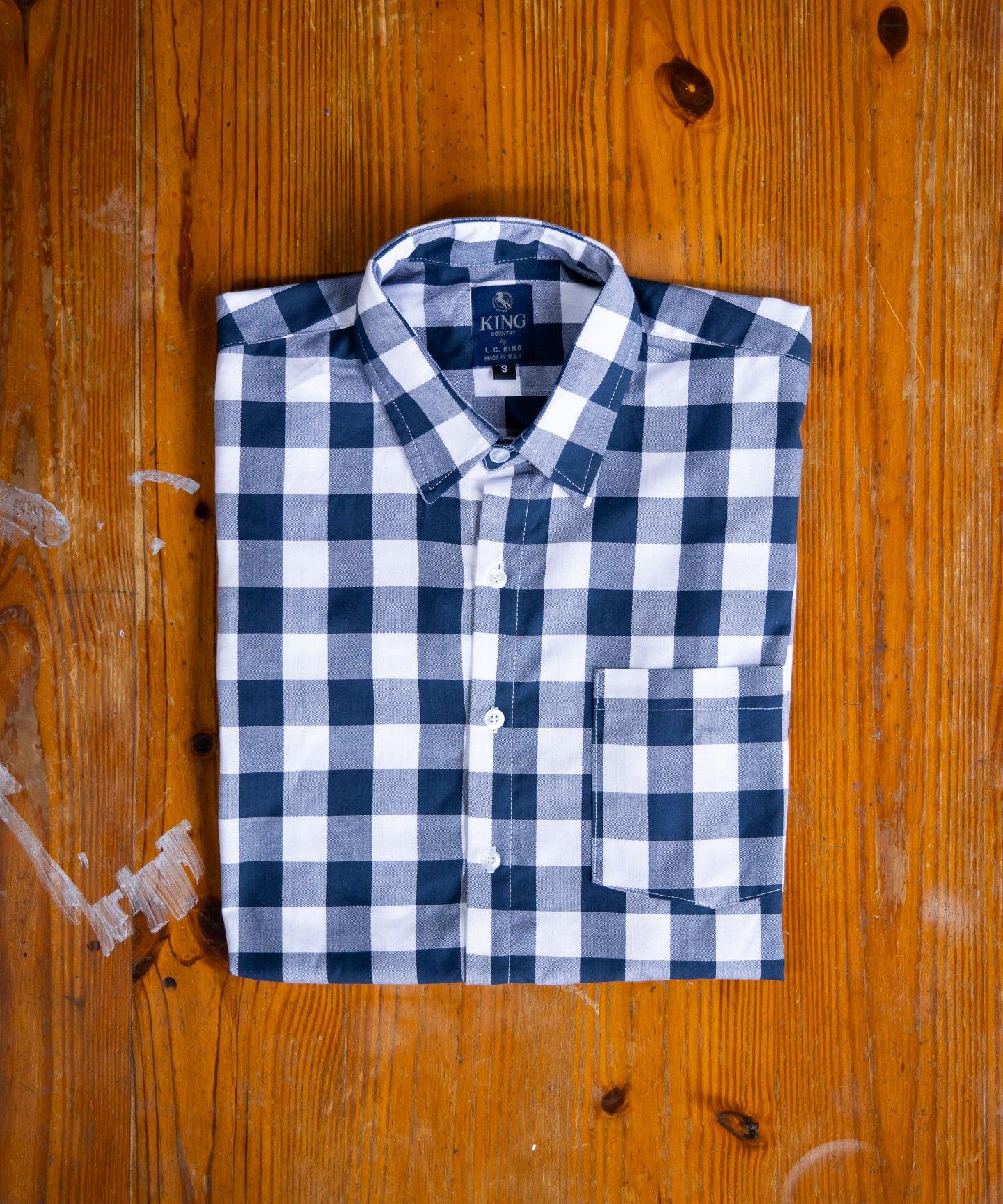 Blue & White Buffalo Plaid Button Up Male Product Image