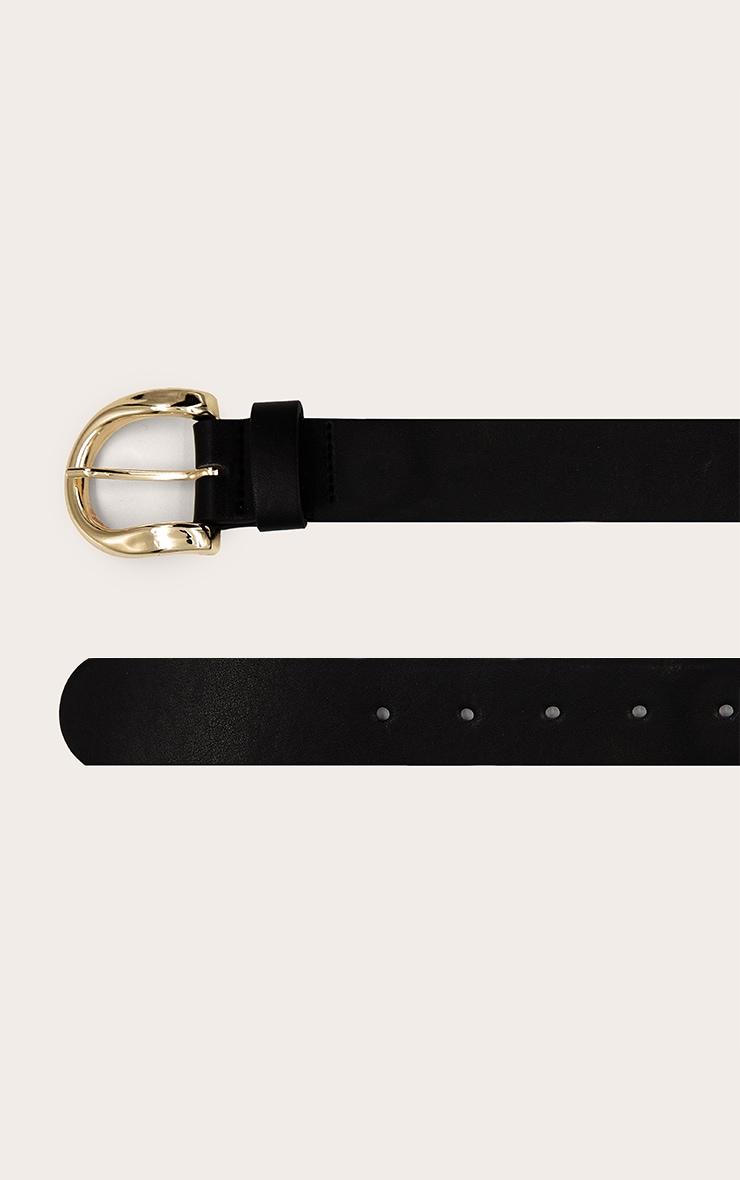 Black Pu Curved D-ring Gold Buckle Belt Product Image