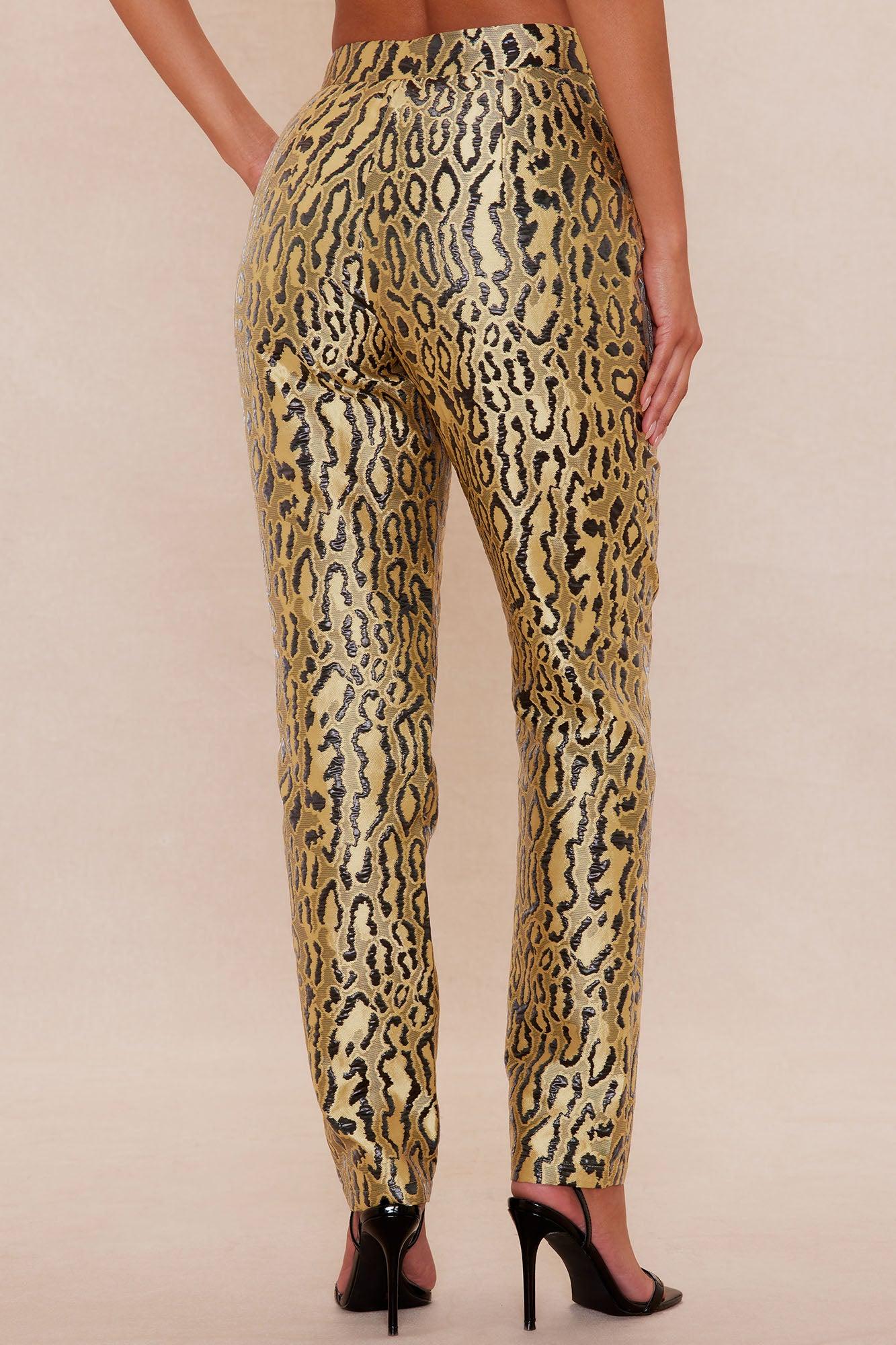 Lani Leopard Jacquard Skinny Pant - Yellow/combo Female Product Image