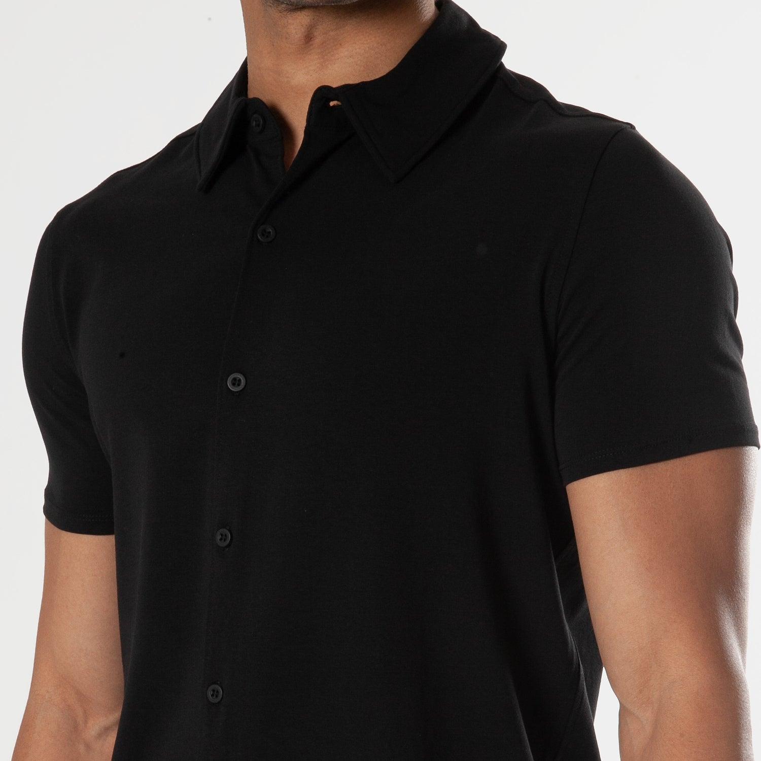 Black Short Sleeve Knit Shirt Product Image