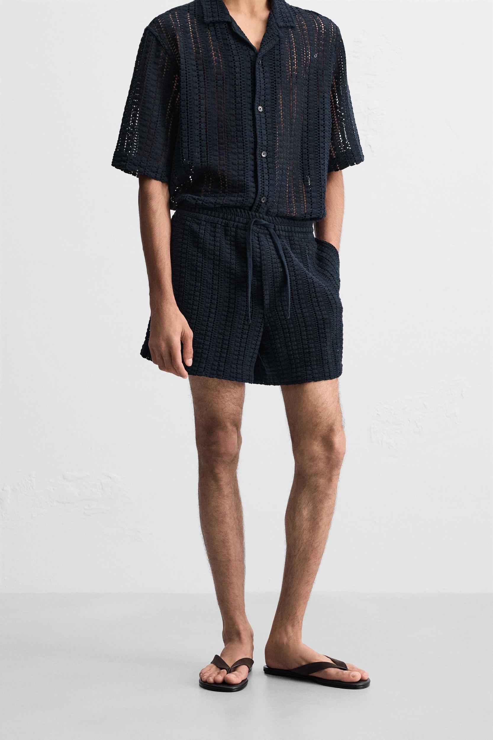 CROCHET TEXTURED SHORTS Product Image