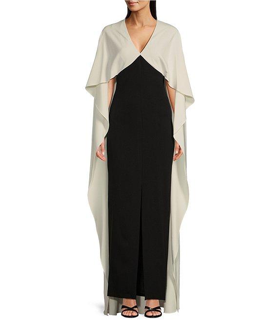 Donna Karan V-Neck Flutter Sleeve Caped Sheath Dress Product Image