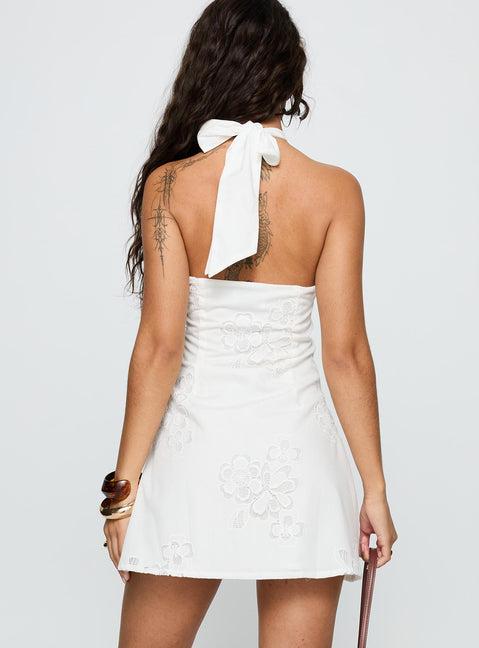 Since Way Back Halter Mini Dress White Product Image