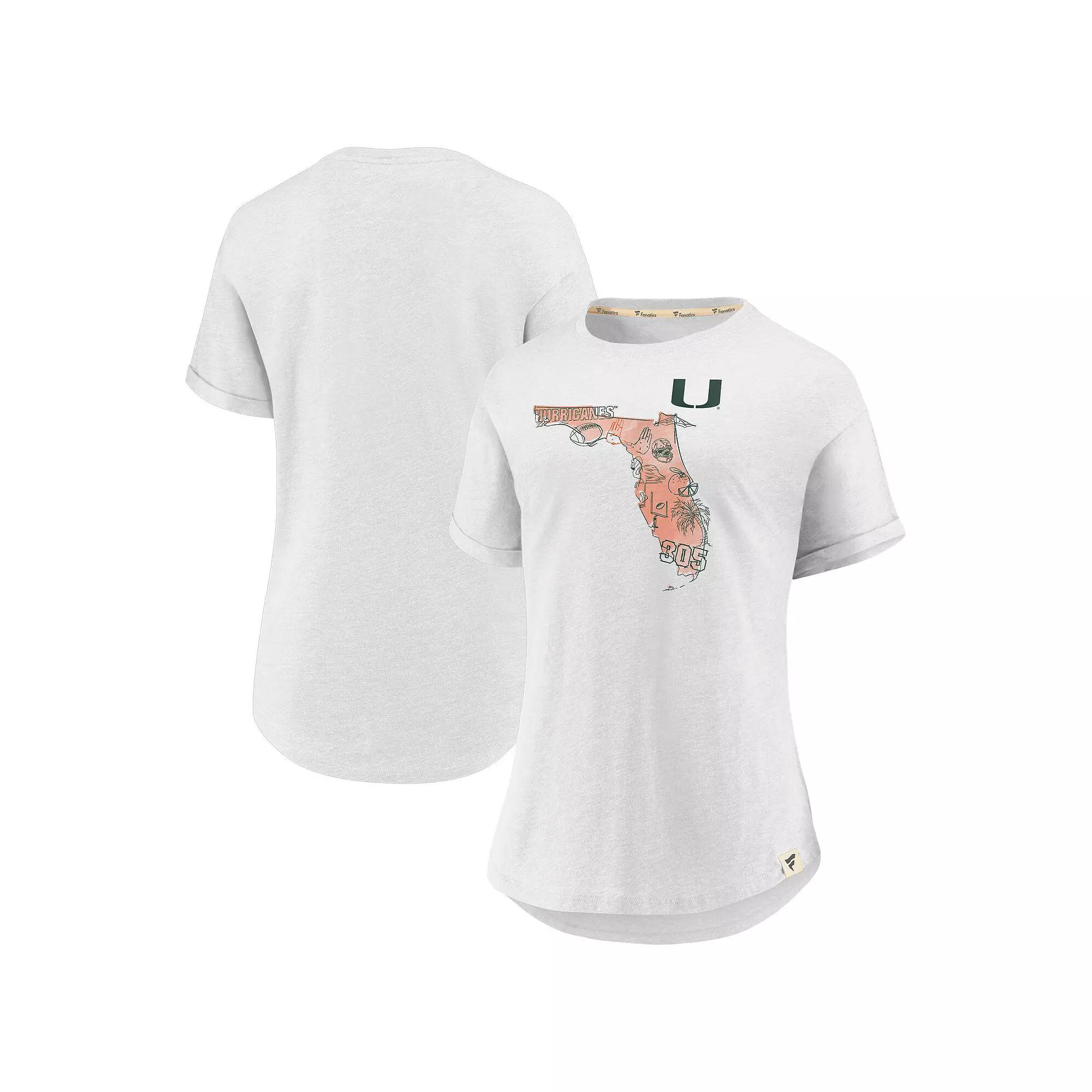 Women's Fanatics White Miami Hurricanes True Classics Home State T-Shirt,  Product Image