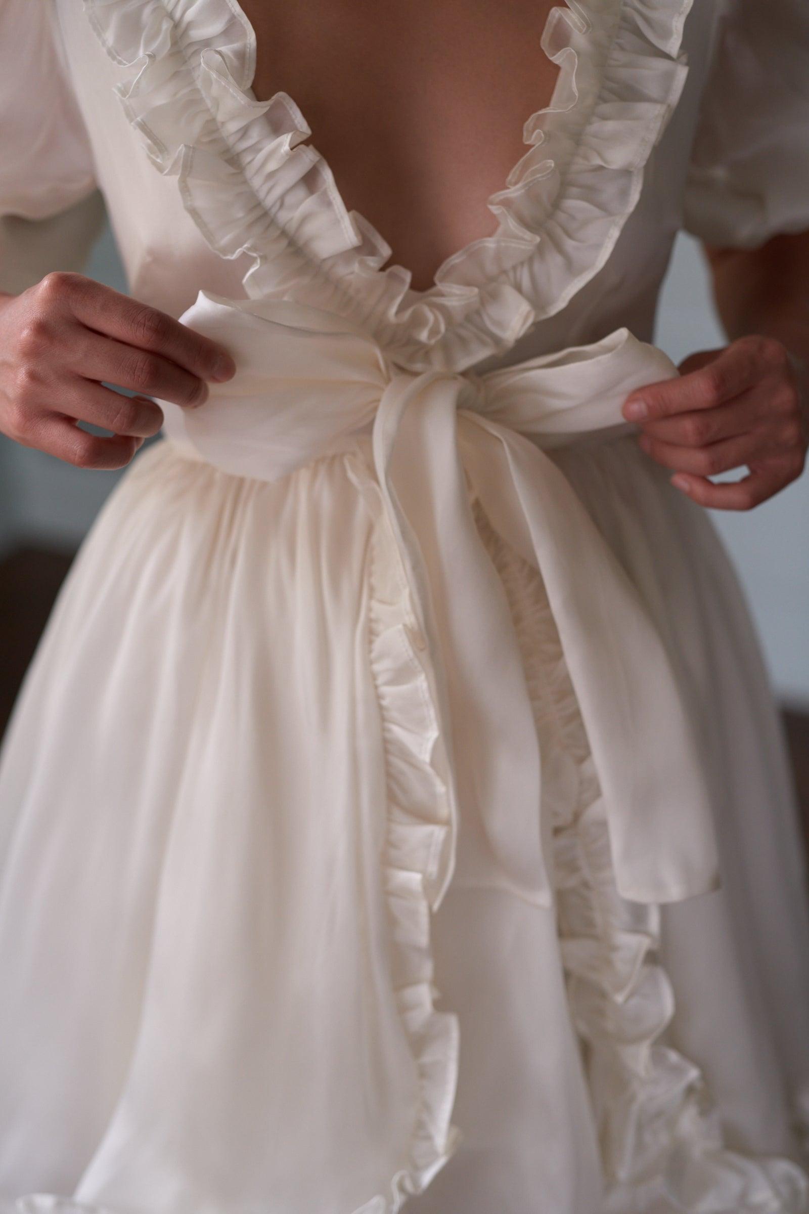 The Silk Satin Ivory Marie Dress Product Image