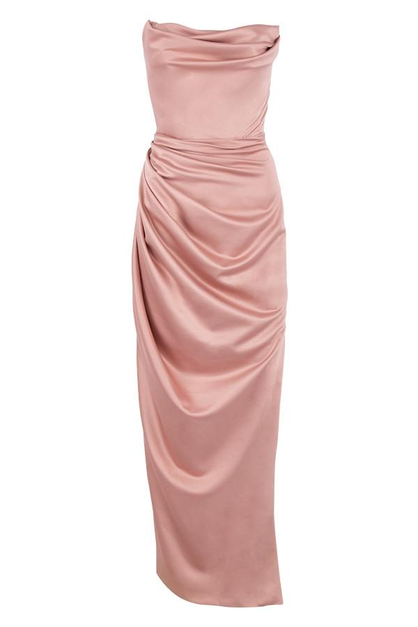 Adrienne  blush satin strapless gown Product Image