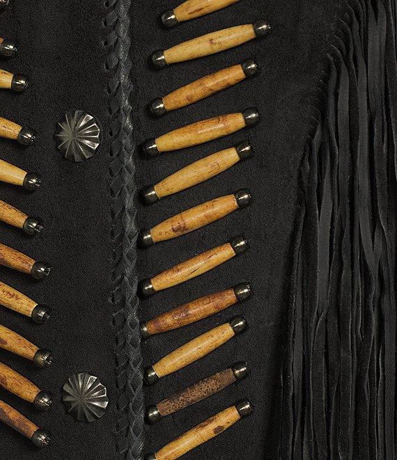 Scully Suede Fringe Round Neck Long Sleeve Jacket Product Image