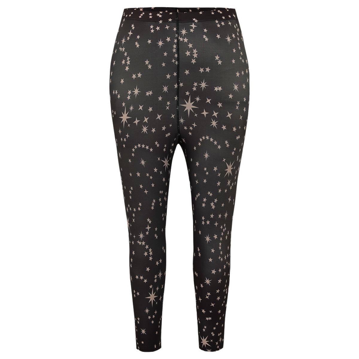 Plus Size Star Print High Rise Skinny Leggings Women Black Casual High stretch Skinny High Rise Dailywear Leggings BloomChic 28/5X Product Image
