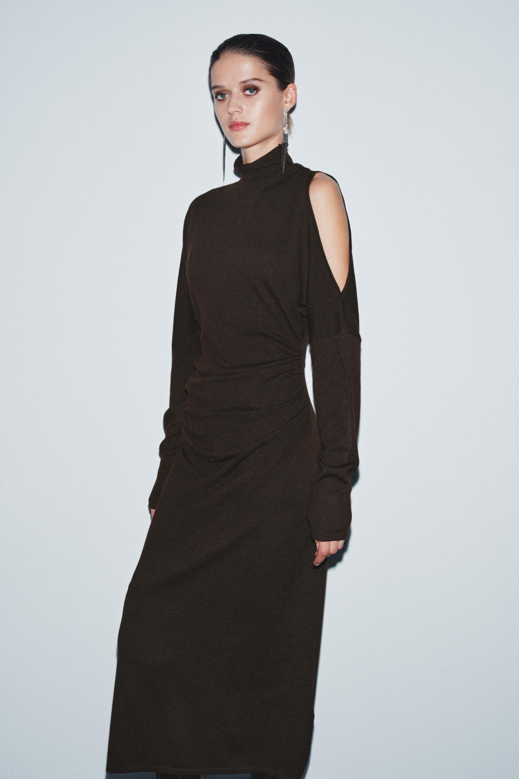 KNIT CUT OUT MIDI DRESS Product Image