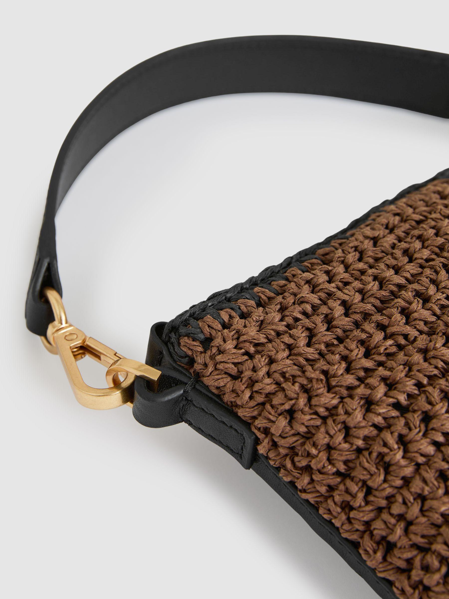 Raffia Colour-Block Crossbody Bag in Tan Product Image
