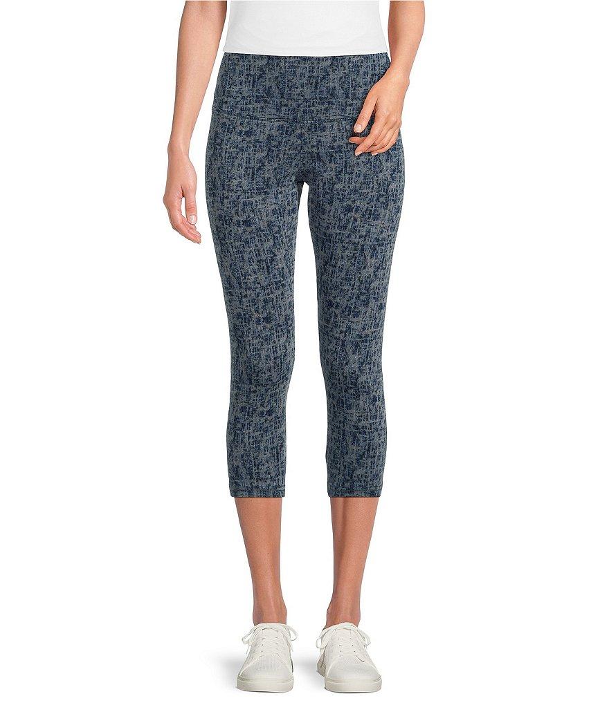 Intro Teri Love the Fit Textured Printed Tummy Control Capri Denim Leggings Product Image