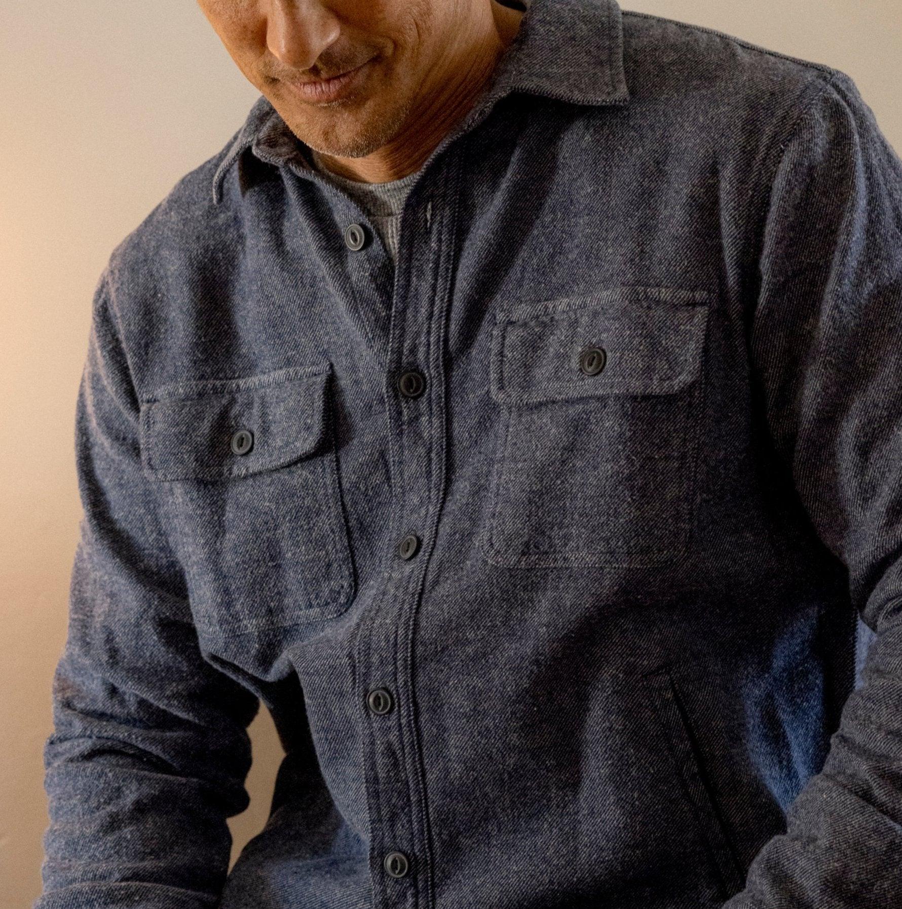 Flannel Twill Shirt Jacket - Sky Captain Product Image