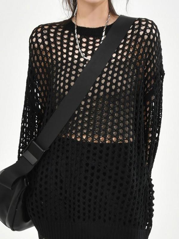 Oversized Crochet Open Knit Top Product Image