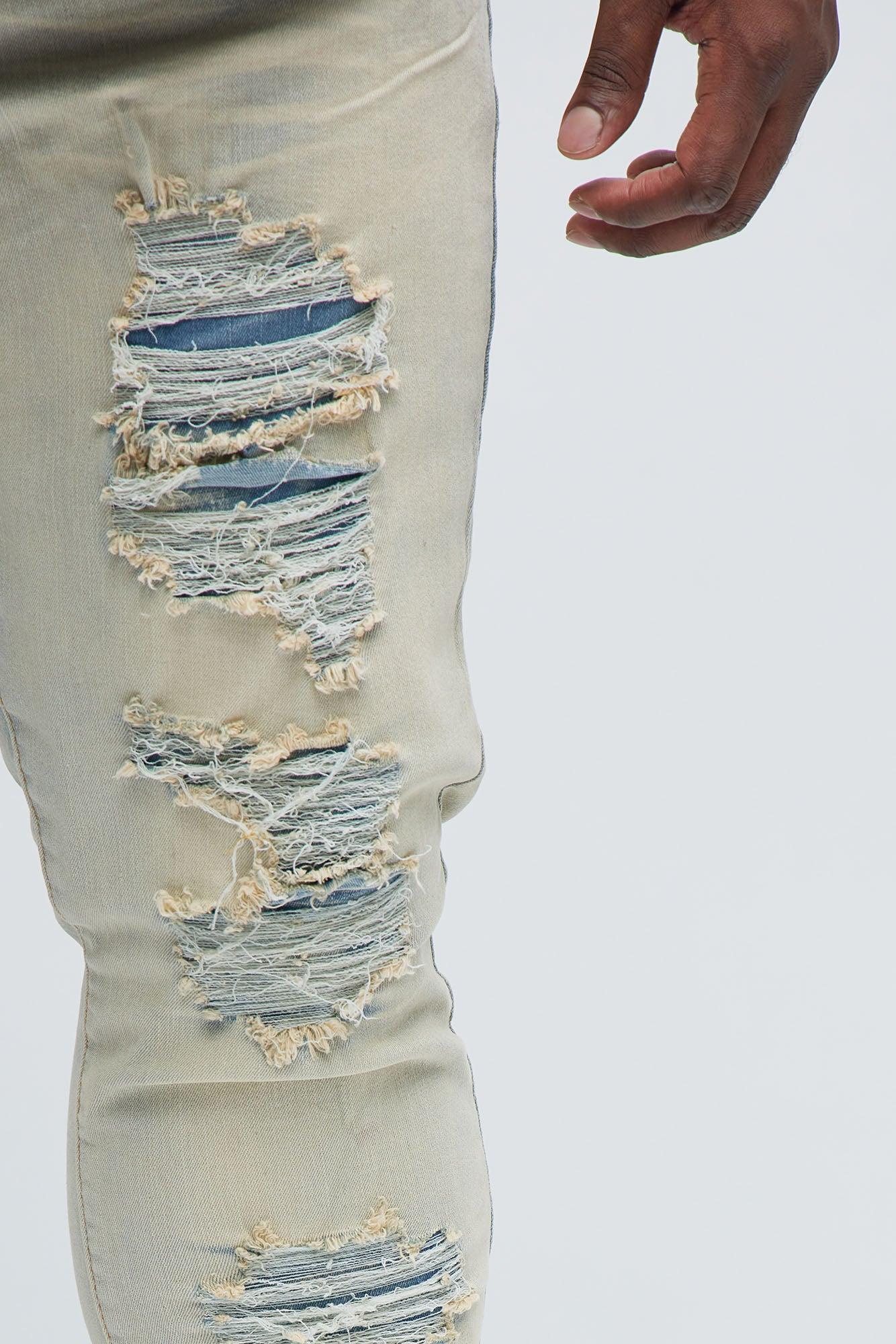 Plan Ahead Ripped Stacked Skinny Flare Jeans - Light Wash Product Image