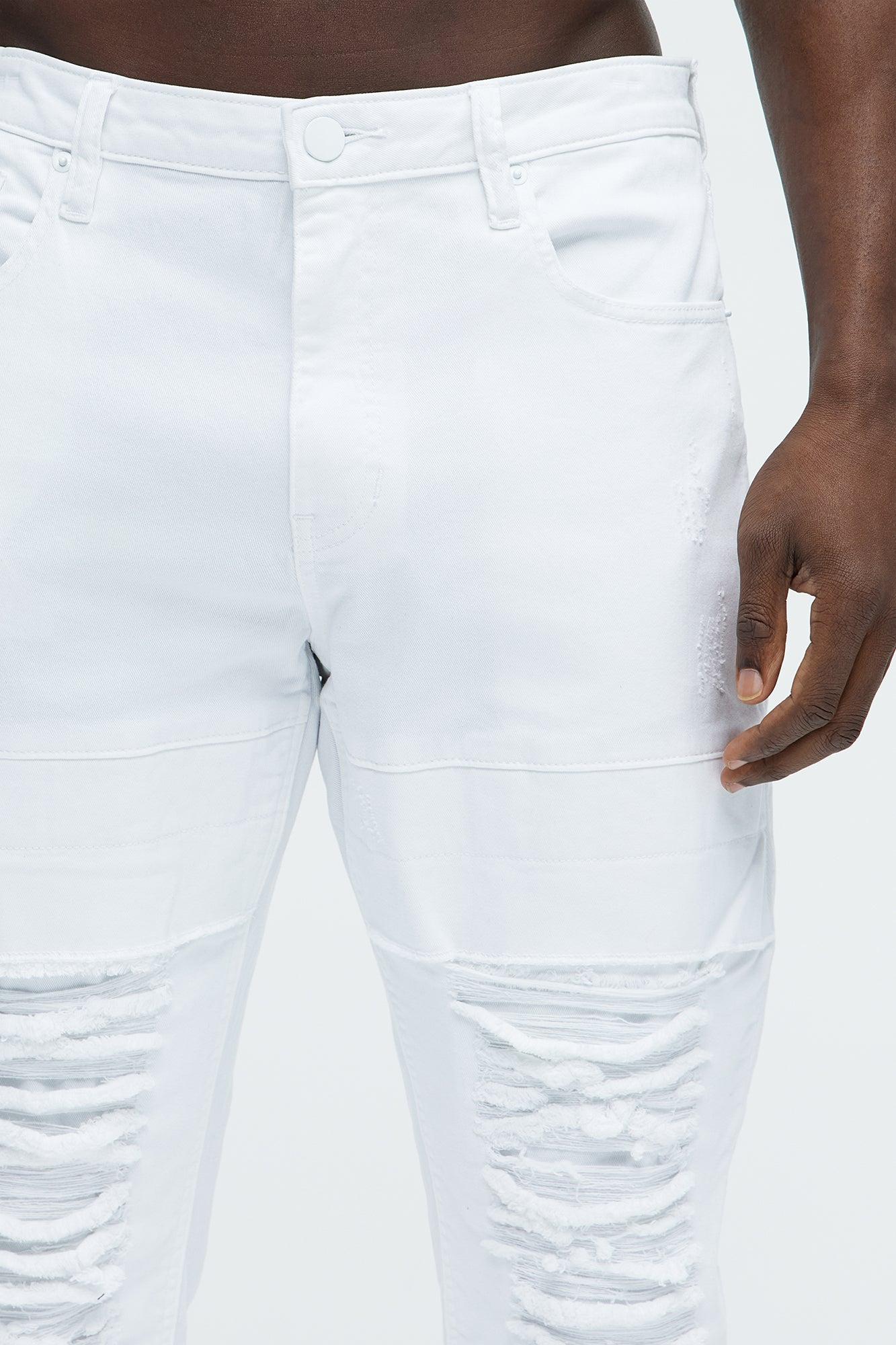 Reel It In Stacked Slim Flare Jeans - White Product Image