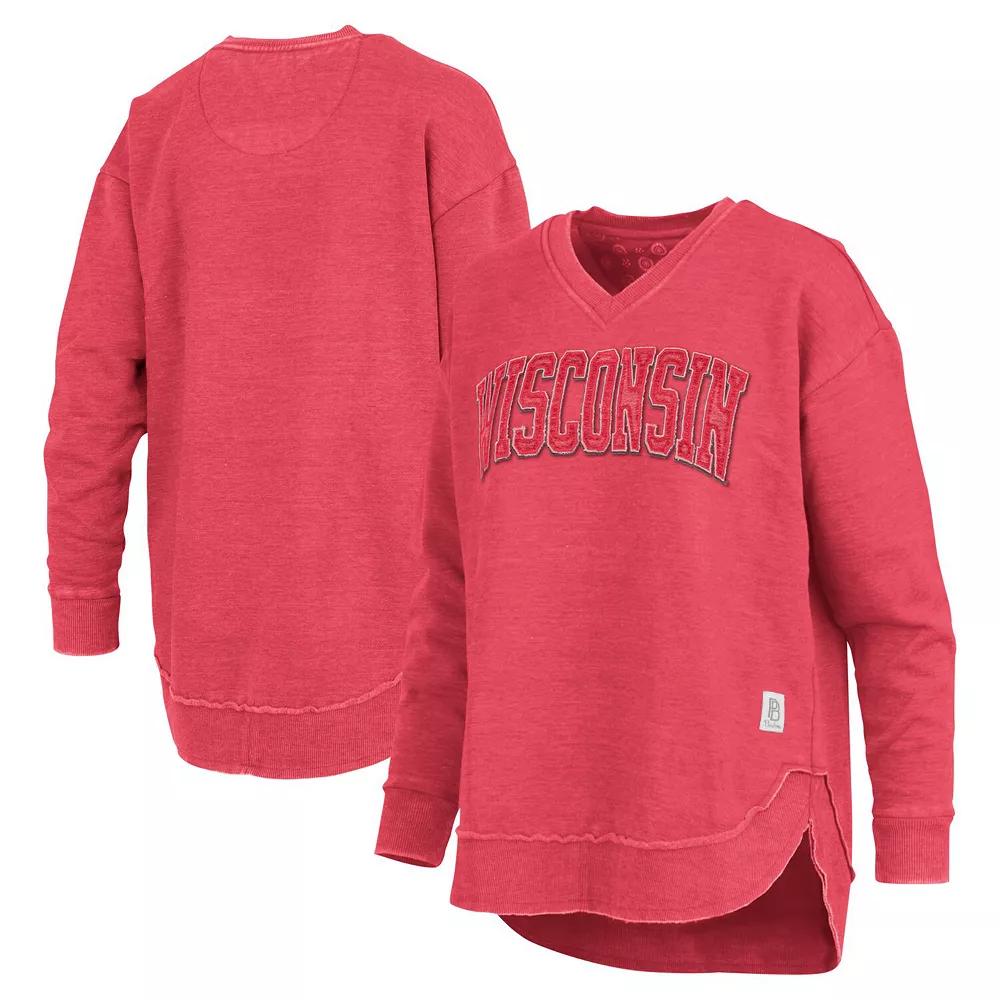 Women's Pressbox Red Wisconsin Badgers Westin Poncho V-Neck Pullover Sweatshirt,  Product Image