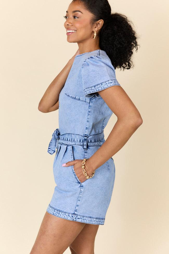 Whens Intermission Denim Short Sleeve Romper FINAL SALE Product Image