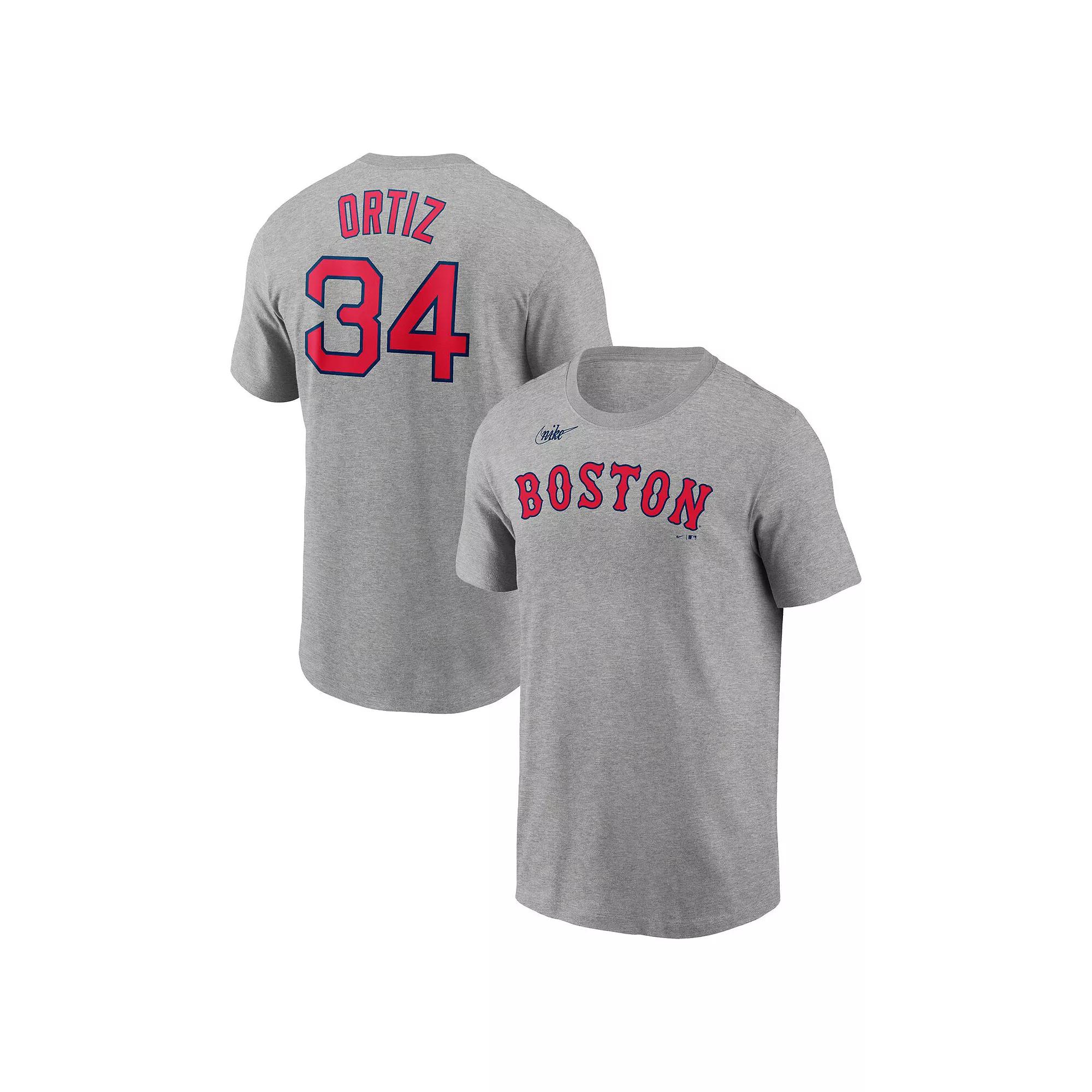 Men's Nike David Ortiz Heather Gray Boston Red Sox Name & Number T-Shirt,  Product Image