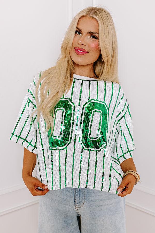 Spirit Squad Sequin Top in Green Curves Product Image