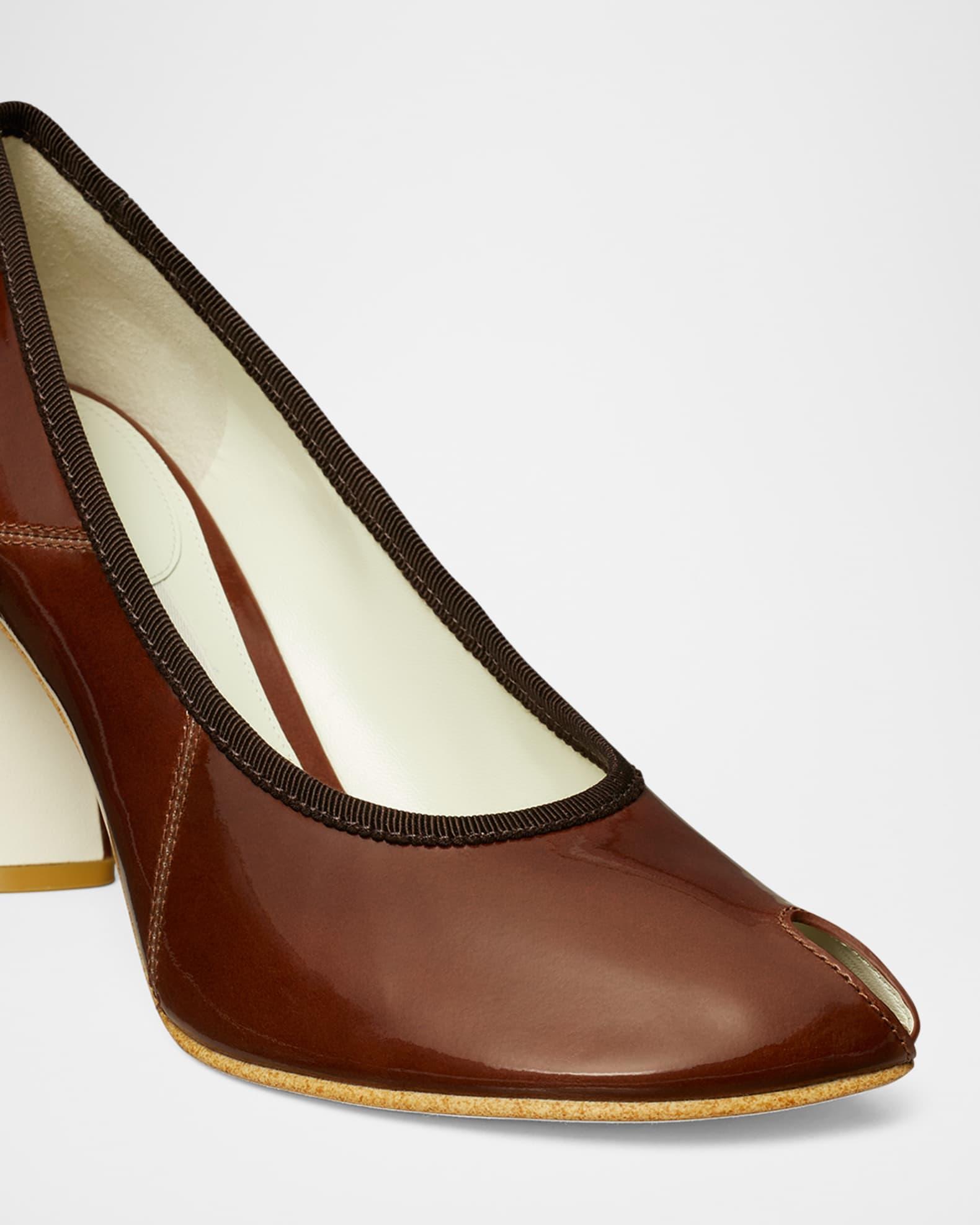 Leather Peep Toe Pumps Product Image