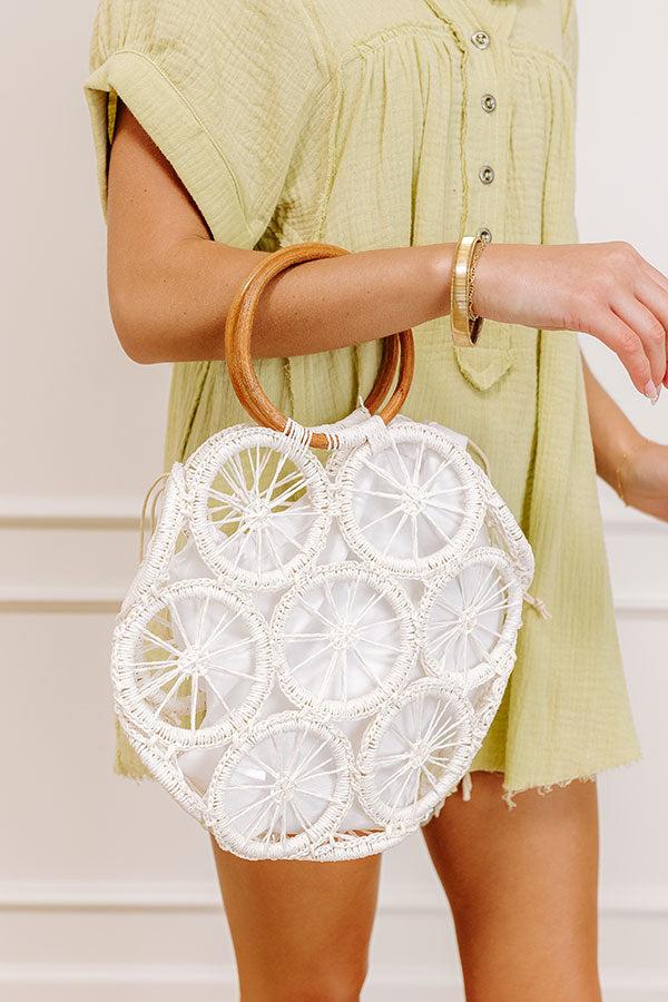Coastal Charm Woven Tote in White Product Image