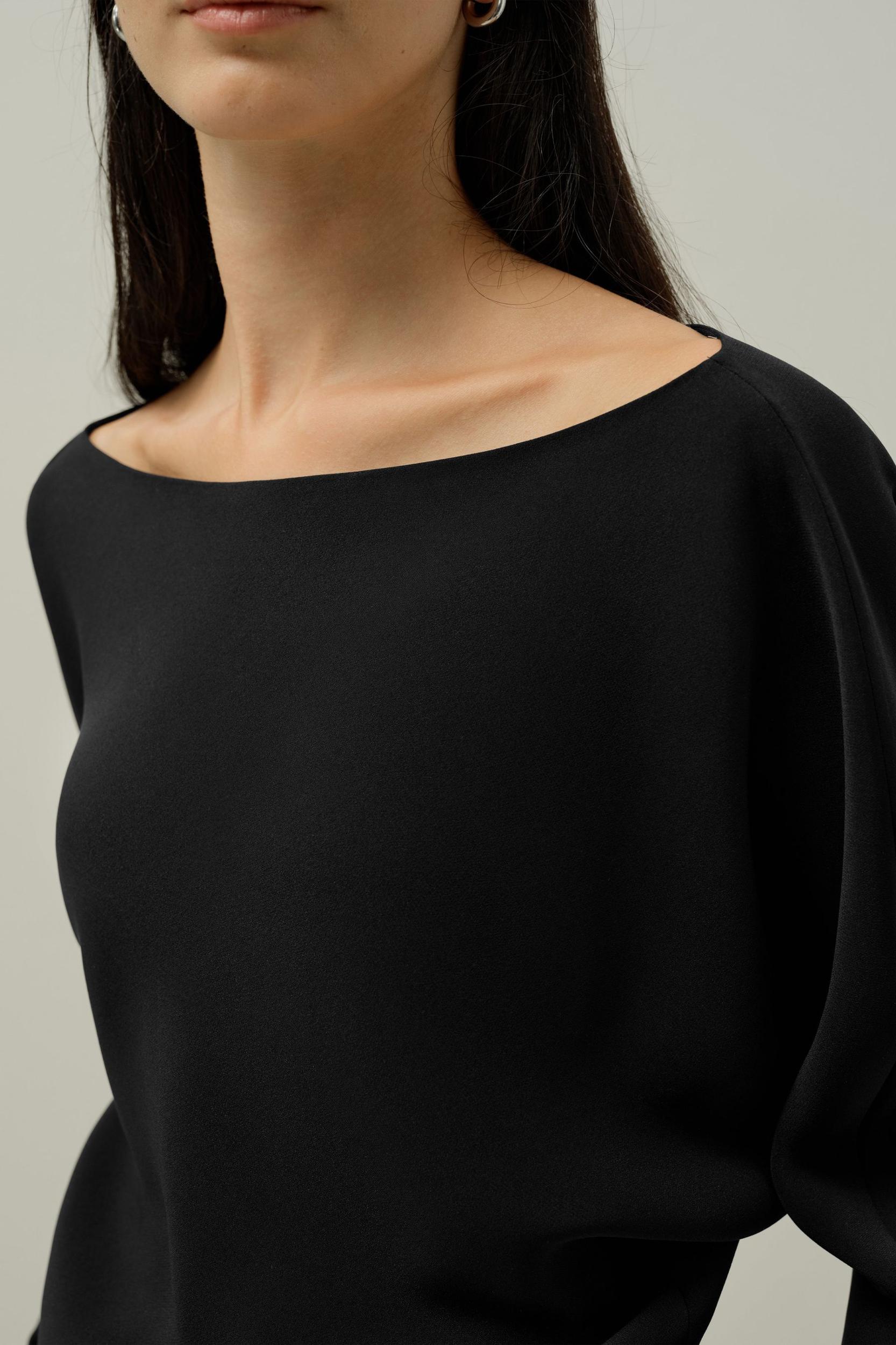 Long Sleeve Gathered Silk Top Product Image