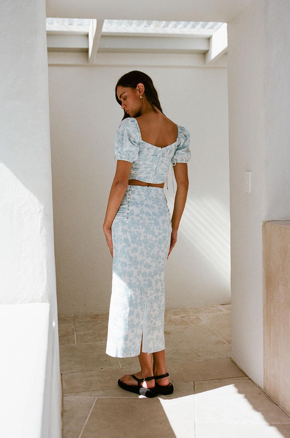 Didi Lace Up Top - Story Book Rose Product Image