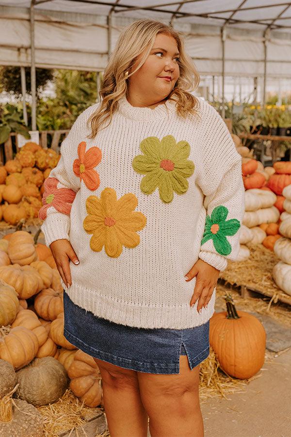 Floral Fields Knit Sweater Curves Product Image