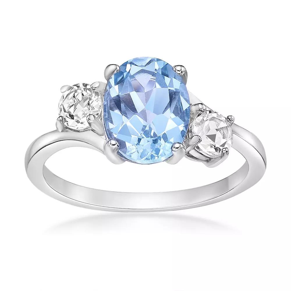 Gemminded Sterling Silver ISQA Blue Topaz & Lab-Created White Sapphire Ring, Womens Product Image