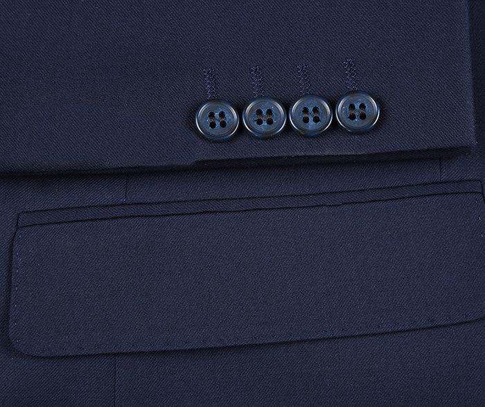 Half Canvas Stretch Wool Dress Suit Regular Fit 2 Piece in Navy Product Image