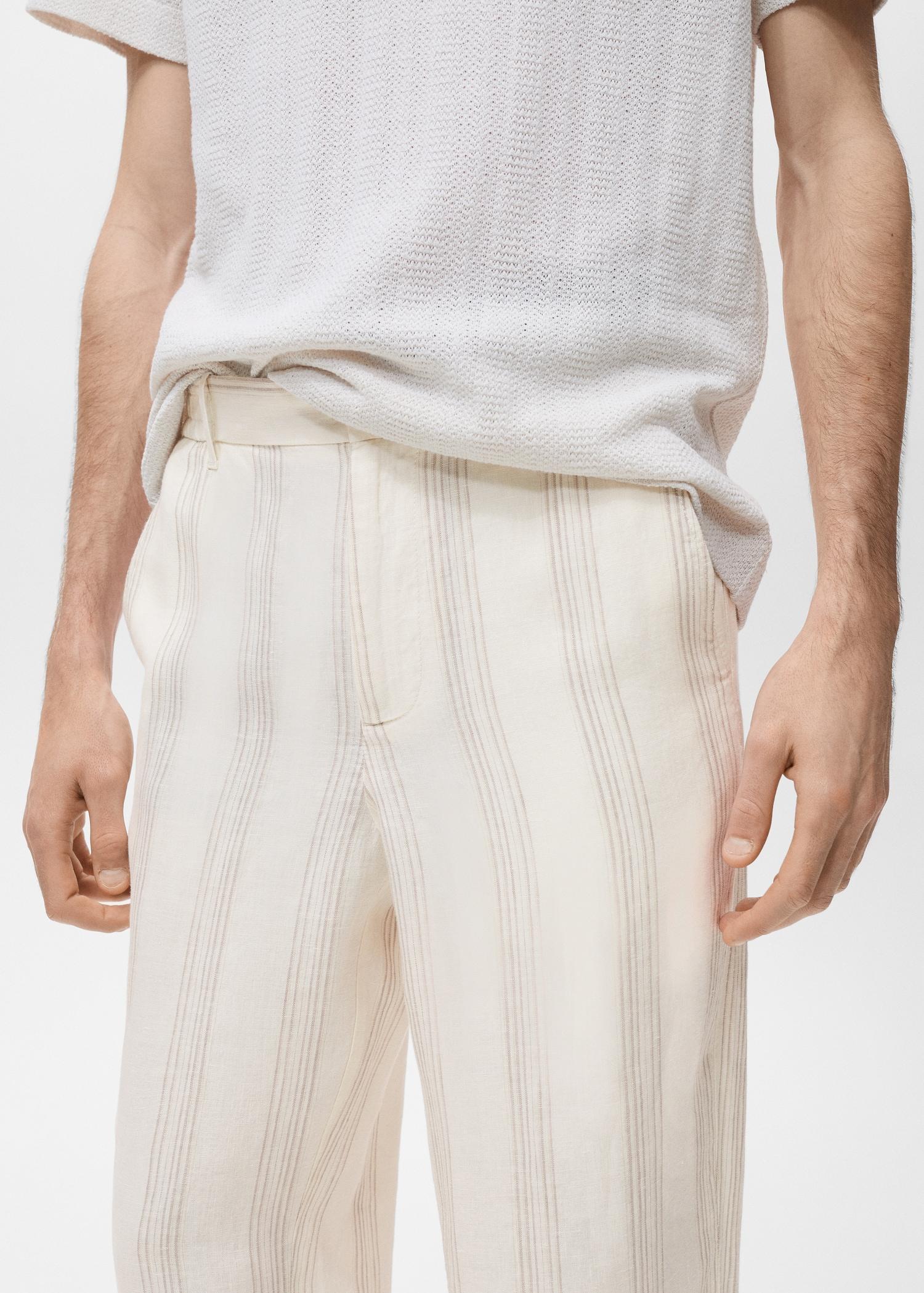 100% linen pants with elastic waistband - Men | MANGO USA Product Image