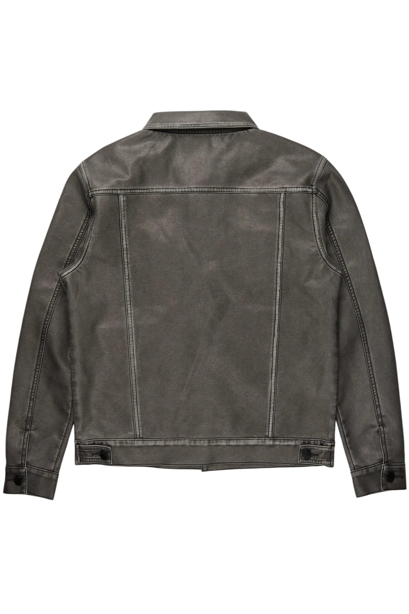 Deco Black Distressed PU Stacked Flare Jean Male Product Image