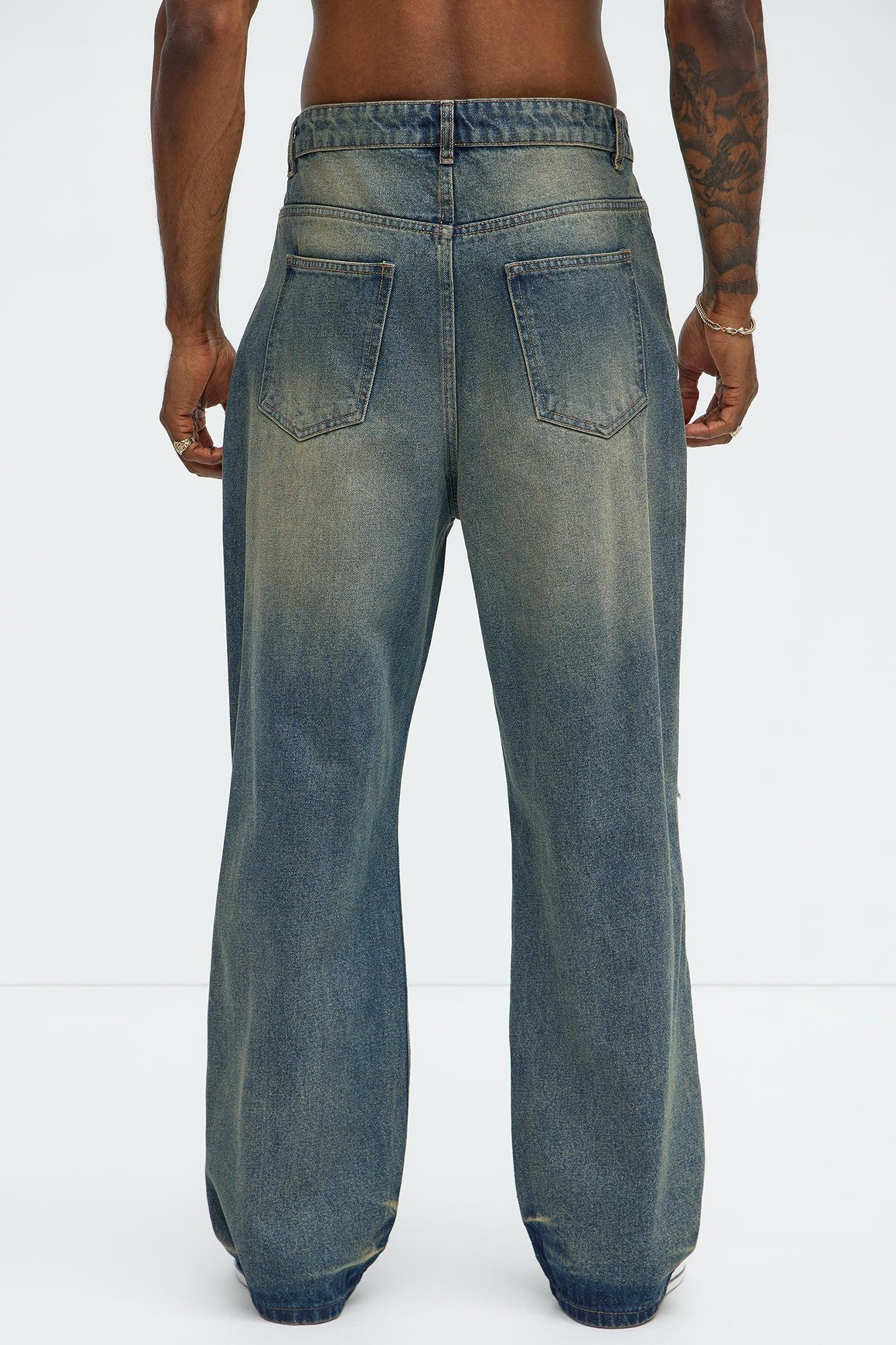 James Distressed Vintage Baggy Jeans - Vintage Blue Wash Product Image