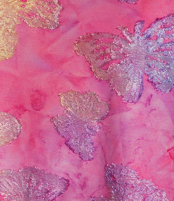 Calessa Petite Size Burnout Tie-Dye Crew Neck Long Sleeve Asymmetrical Hem Tunic Product Image