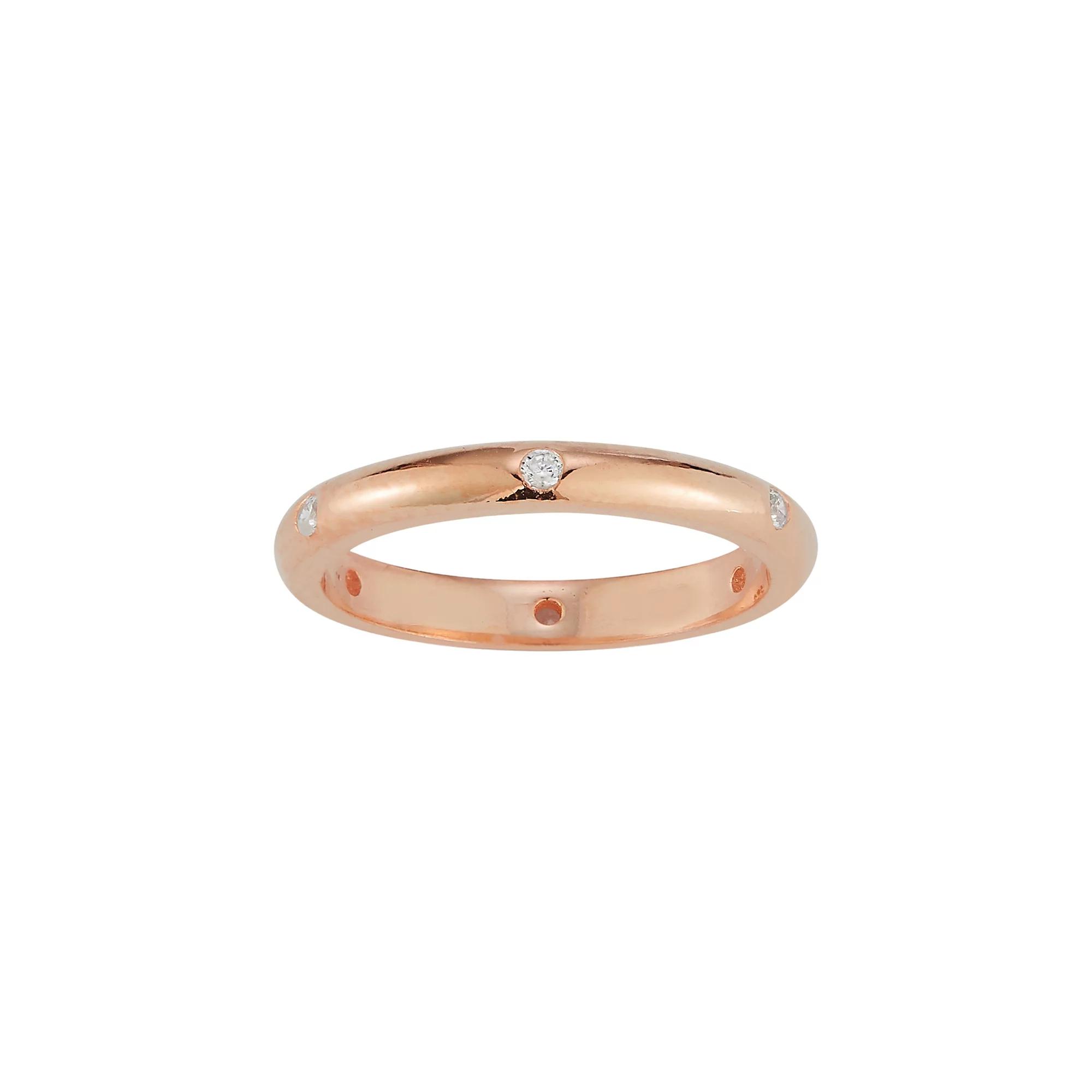 Sunkissed Sterling 14k Rose Gold Over Silver Cubic Zirconia Band Ring, Women's, Size: 6, Rose Gold Tone Product Image