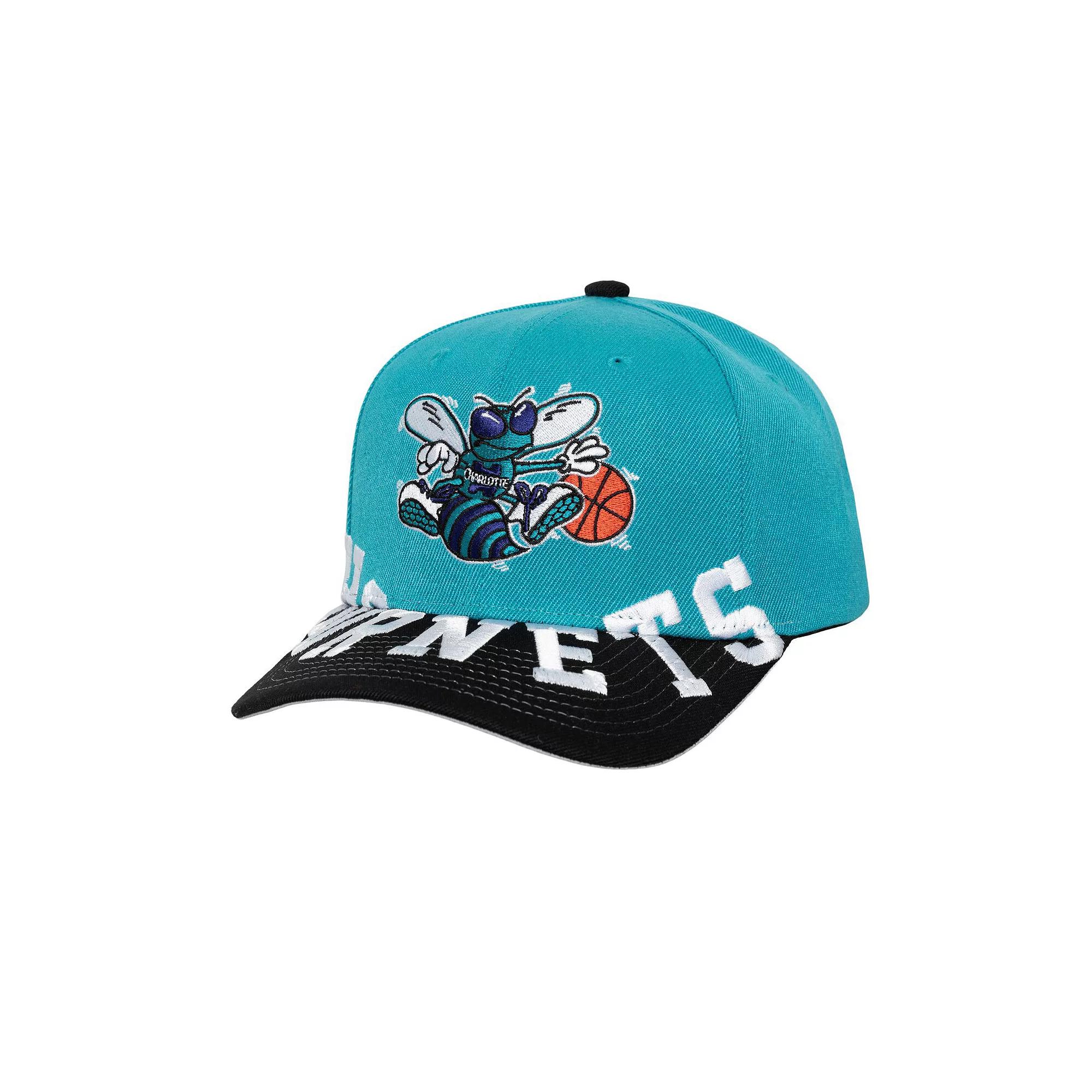 Mens Mitchell & Ness Teal/Black Charlotte Hornets Underarch Two-Tone Pro Crown Snapback Hat Product Image