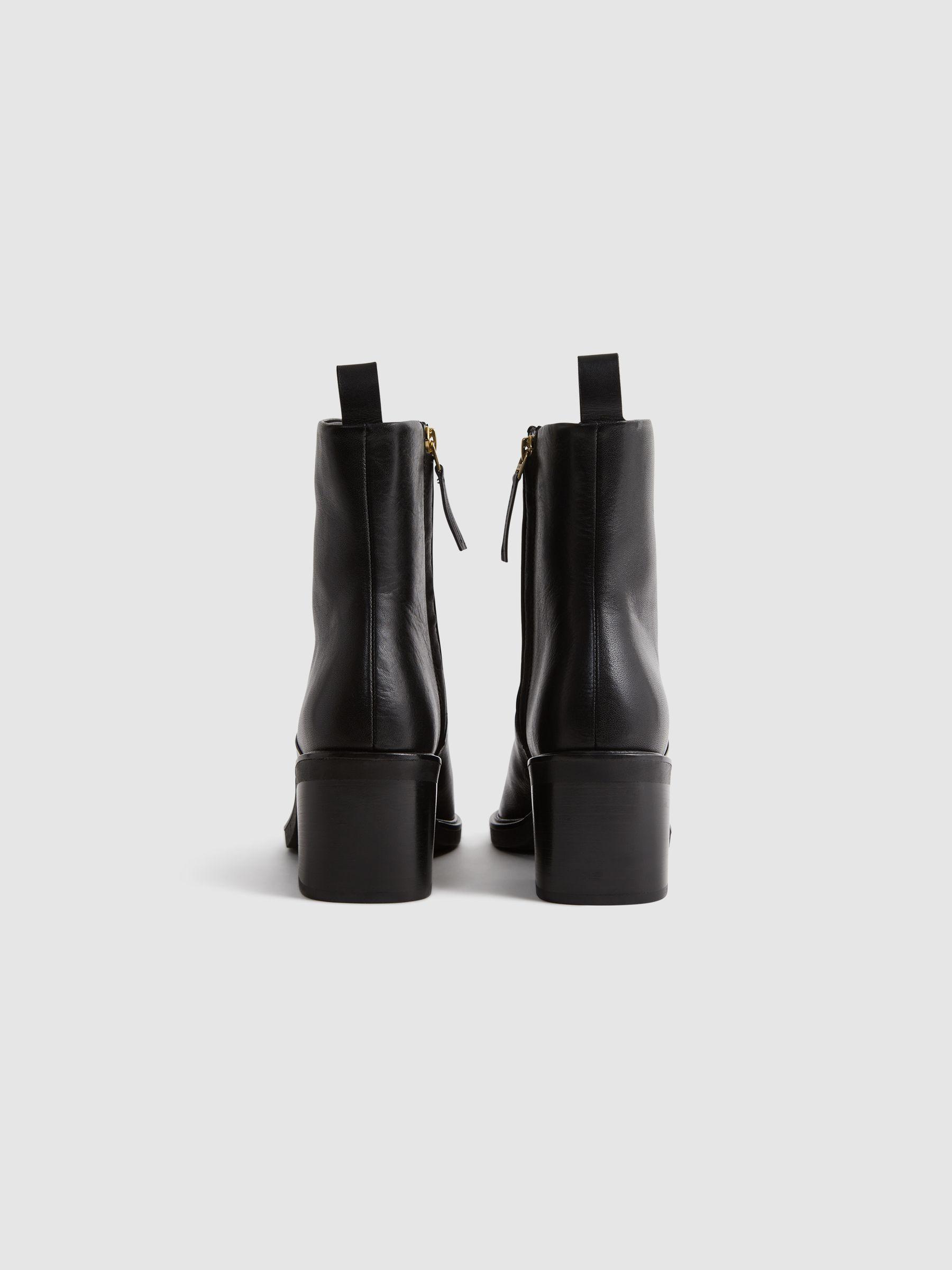 Leather Heeled Western Boots in Black Product Image