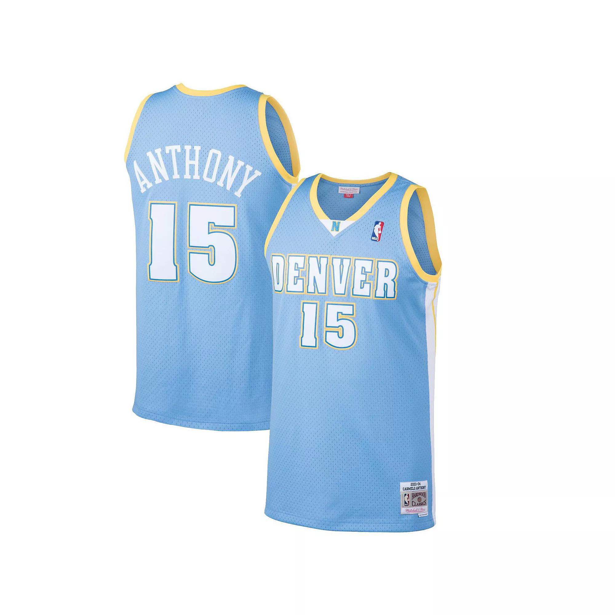 Men's Mitchell & Ness Carmelo Anthony Light Blue Denver Nuggets 2003-04 Hardwood Classics Swingman Jersey, Size: Small, Nug Light Product Image