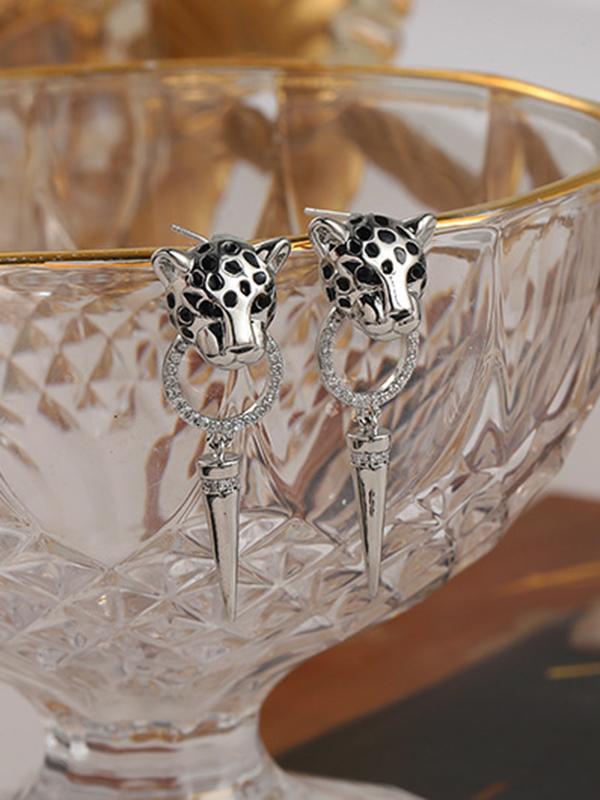 Geometric Leopard Eardrop Earrings Accessories Product Image