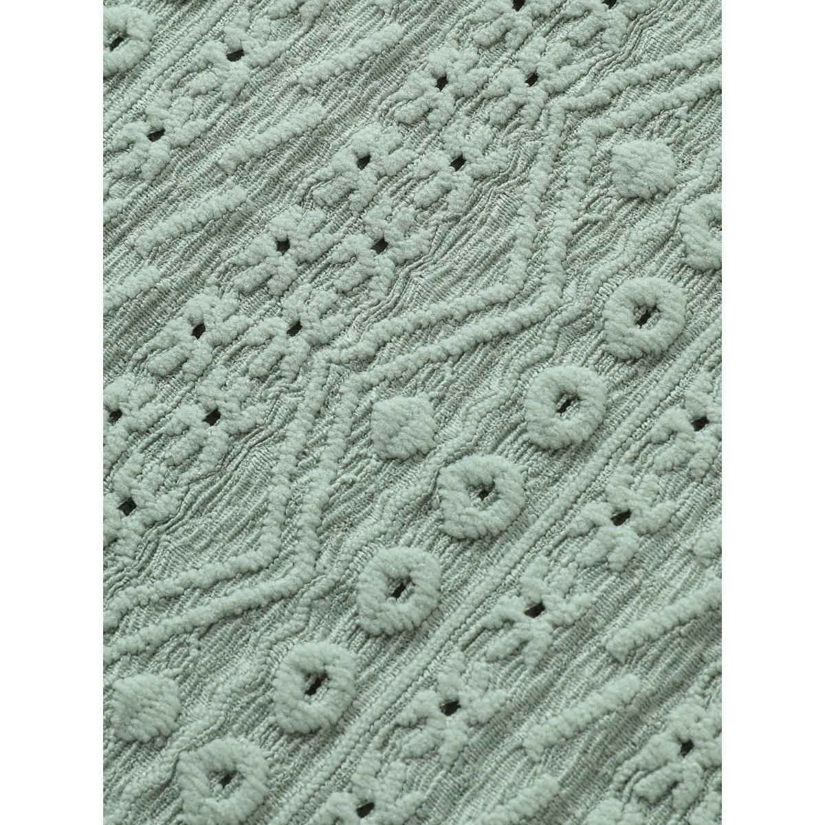 Plus Size Plain Texture Round Neck Cut Out T-shirt Mint Women Elegant Non Plain Round Neck Everyday T-shirts BloomChic 10/M Product Image