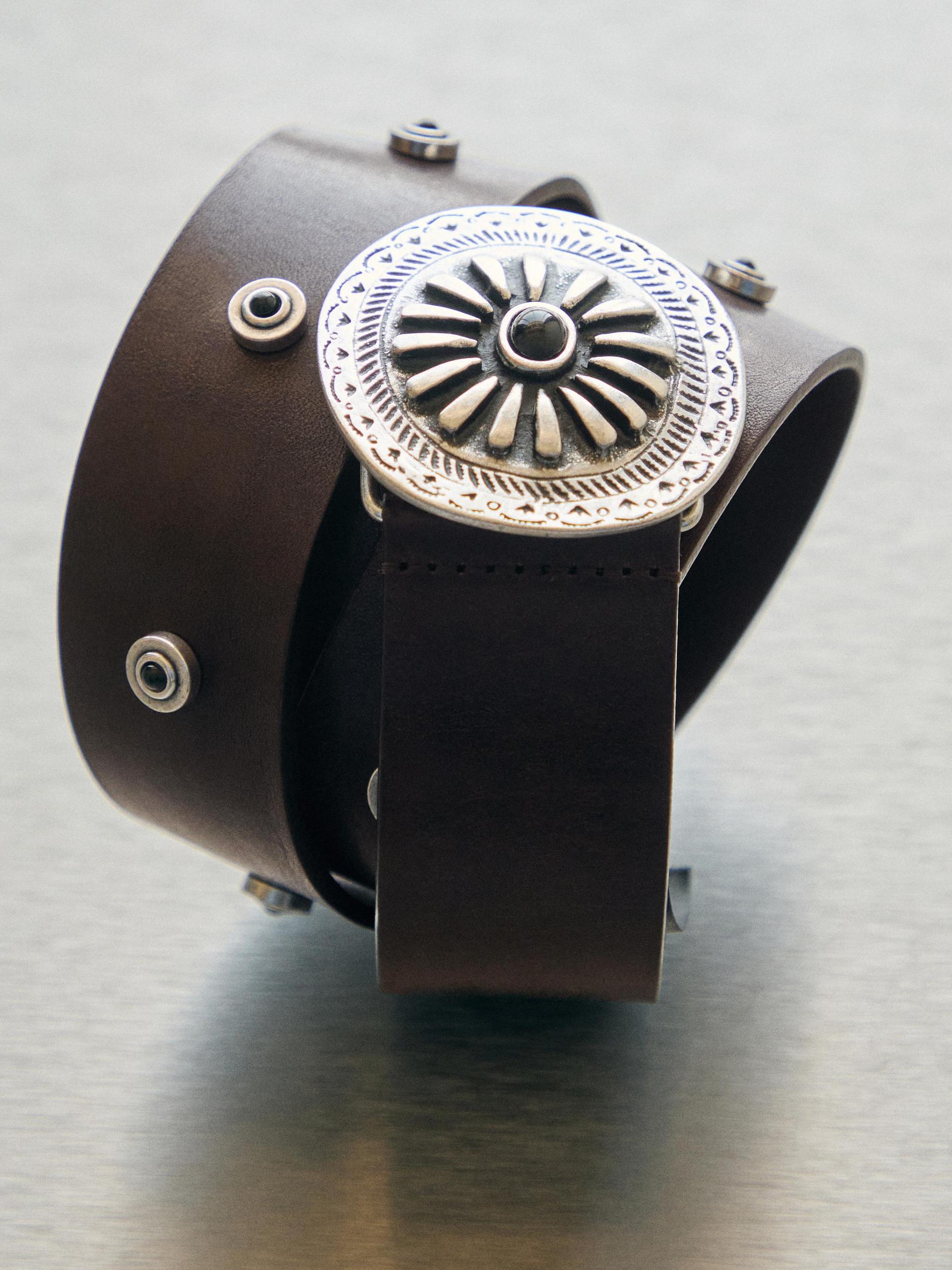 Leather belt with boho appliqués Product Image
