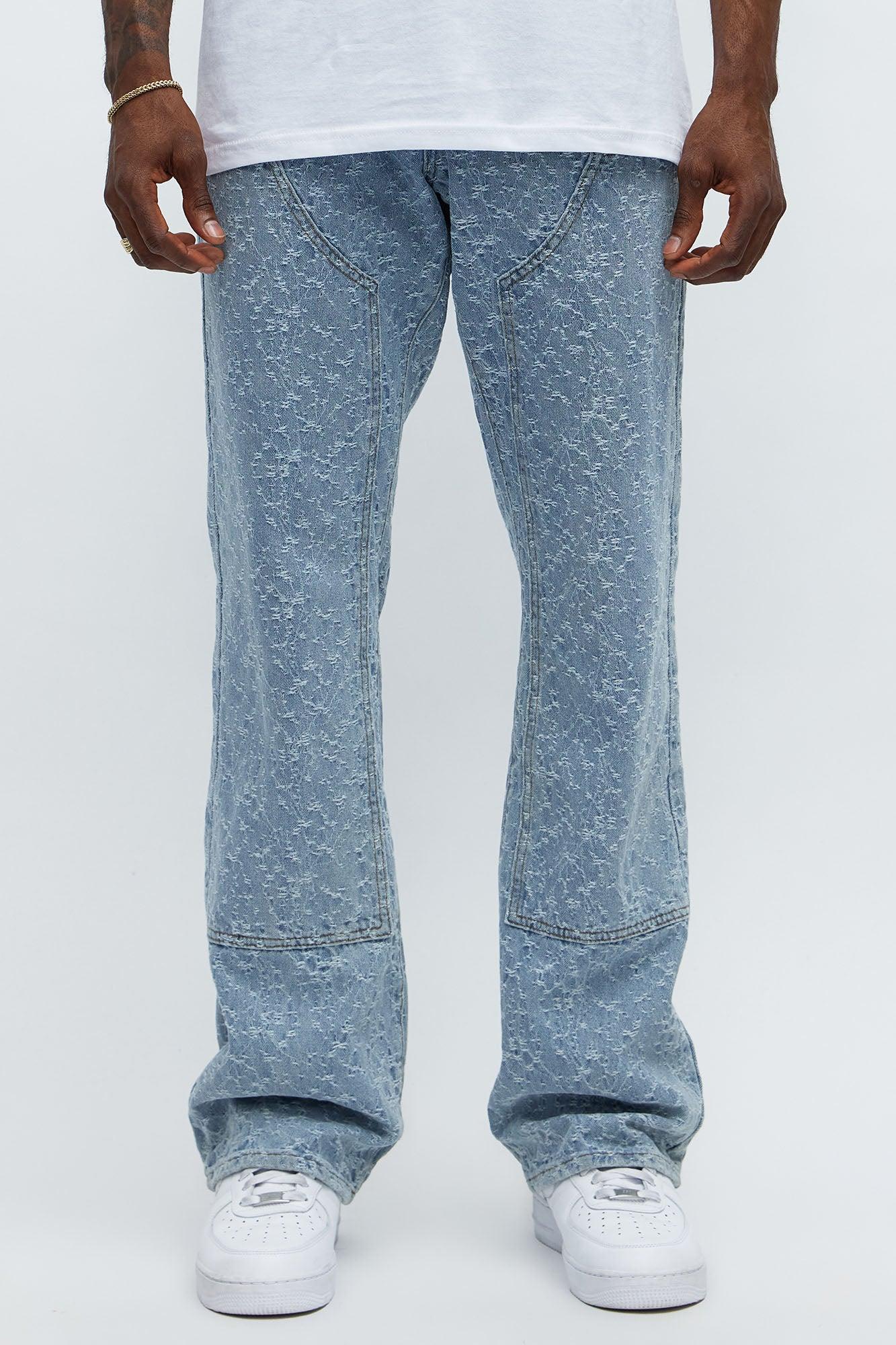 Stacked Slim Flare Frosty Jacquard Carpenter Jeans - Light Blue Wash Product Image