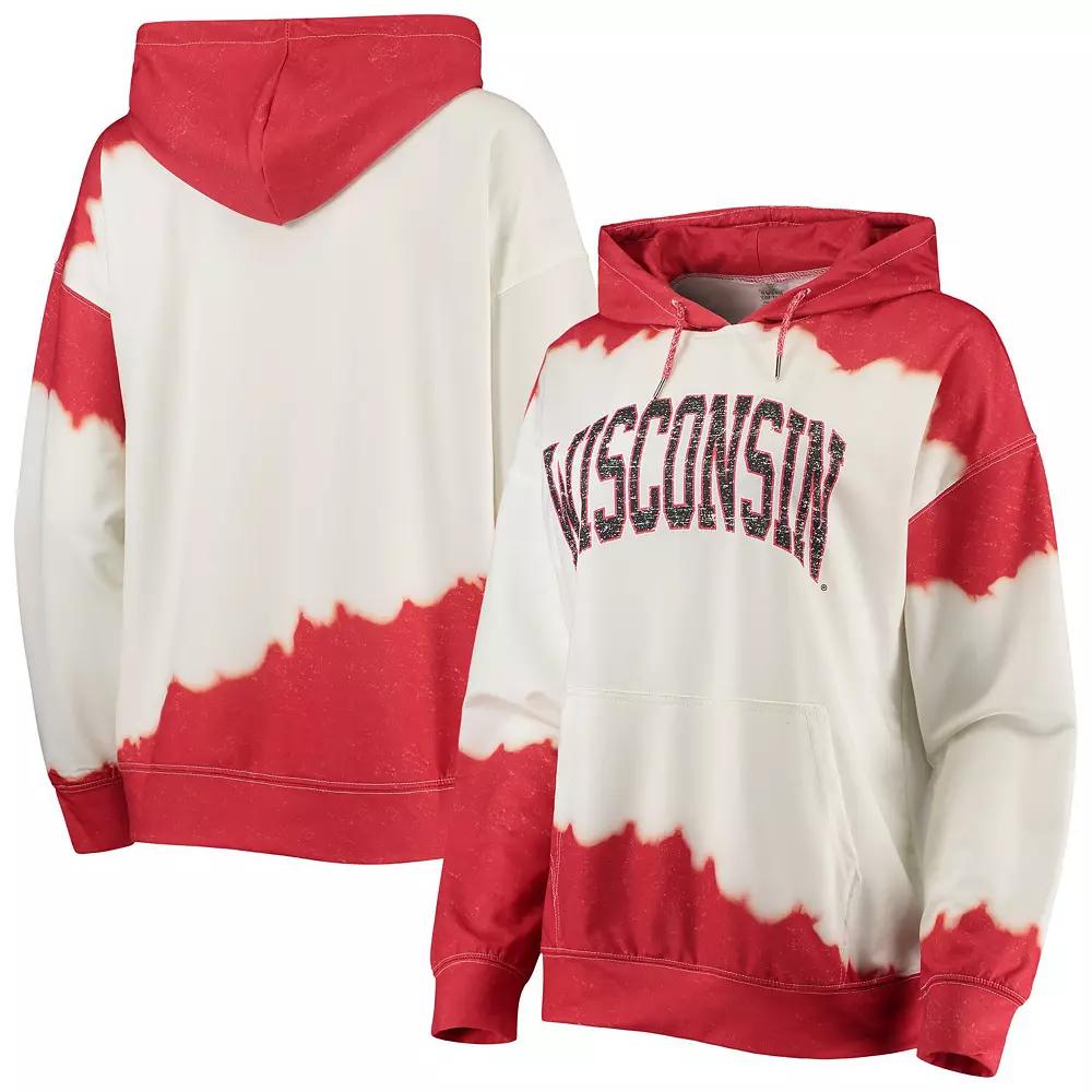 Women's Gameday Couture White/Red Wisconsin Badgers For the Fun Double Dip-Dyed Pullover Hoodie, Size: Medium Product Image