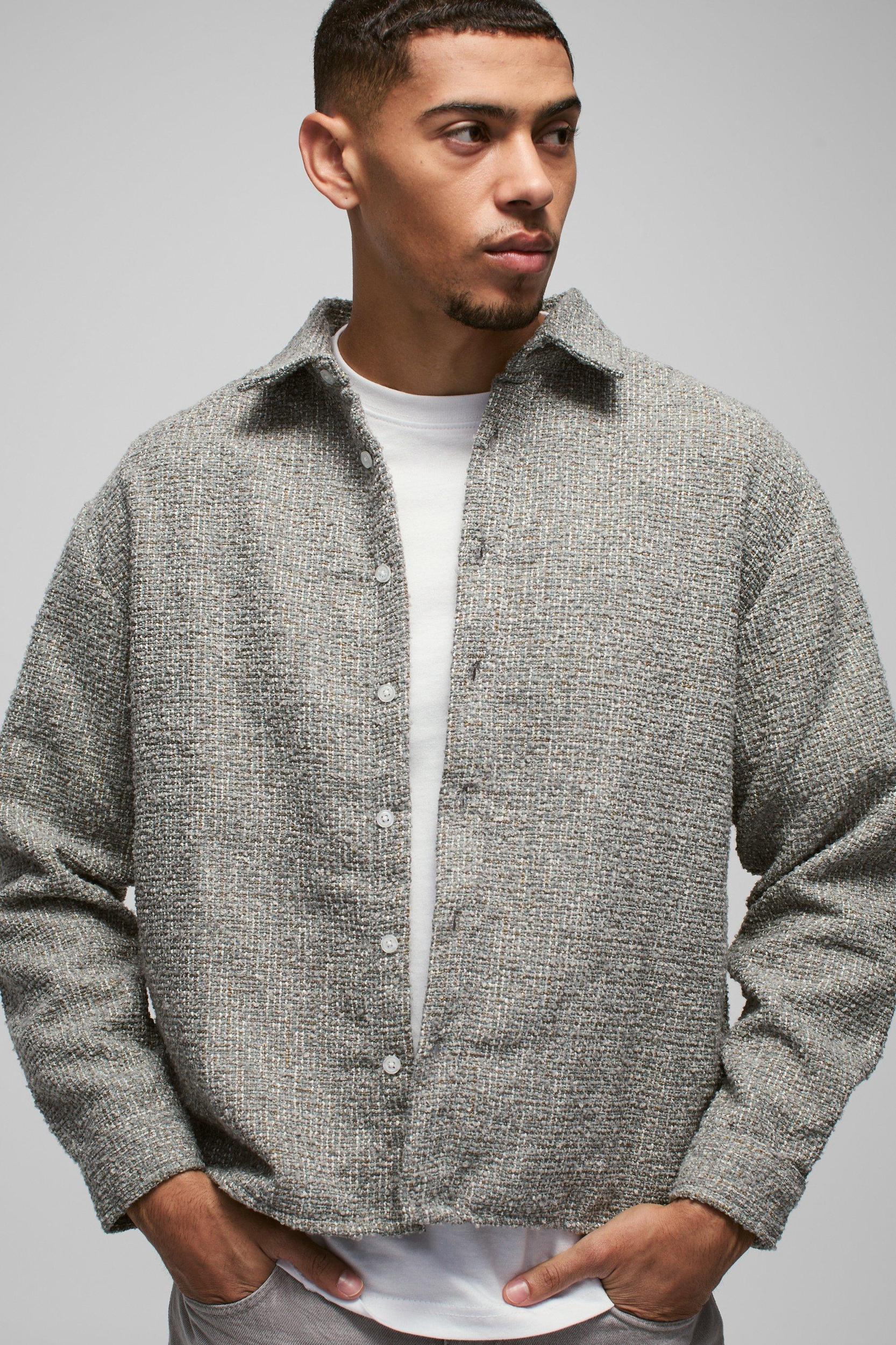 Oversized Boucle Shirt Jacket | boohooMAN USA Product Image