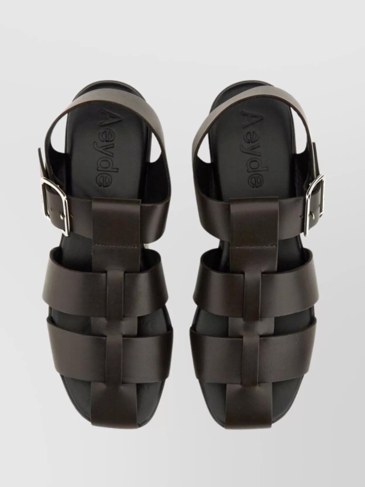 AEYDE 10mm Whit Leather Fisherman Sandals In Black Product Image
